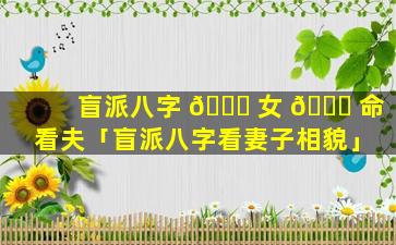 盲派八字 🐒 女 🍀 命看夫「盲派八字看妻子相貌」
